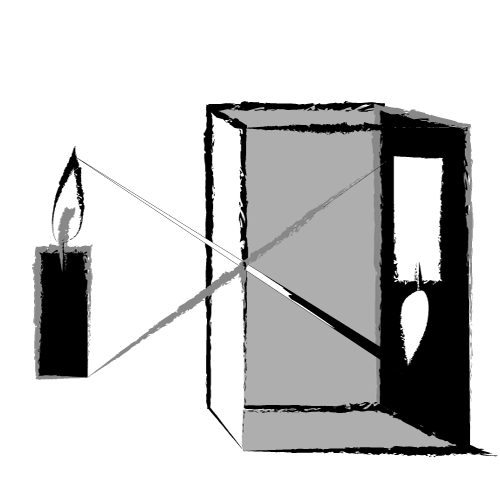 Schematische Darstellung des Lochkameraprinzips