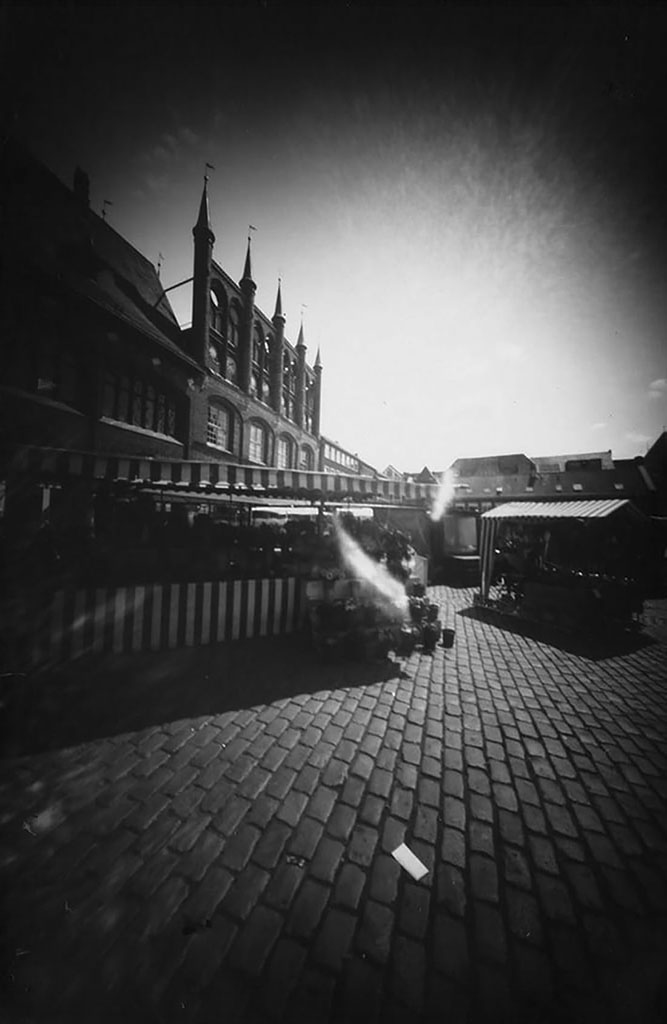 Marktplatz Lübeck fotografiert mit einer Camera Obscura 